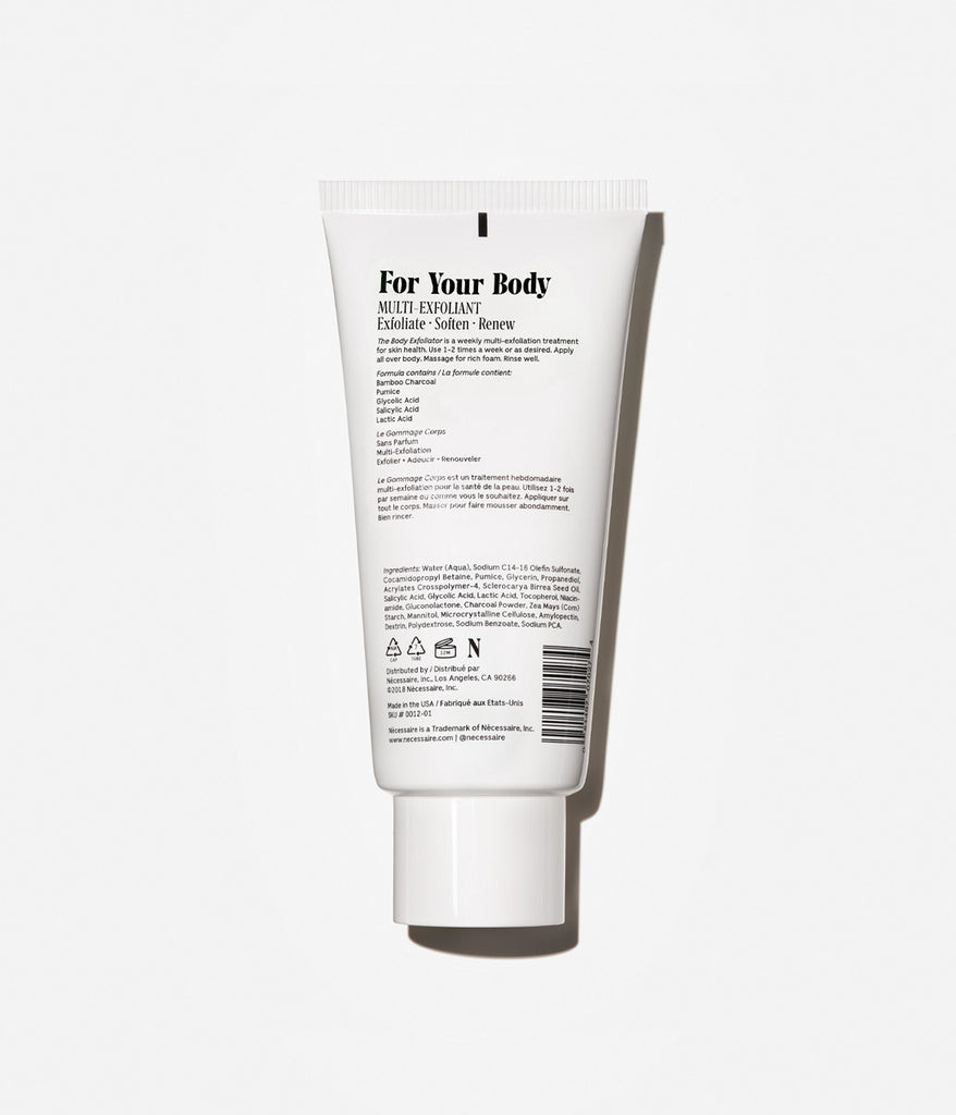 Nécessaire Body Exfoliator – AHA/BHA/PHA Peeling Mit Holzkohle & Bimsstein, 180 Ml, Vegan